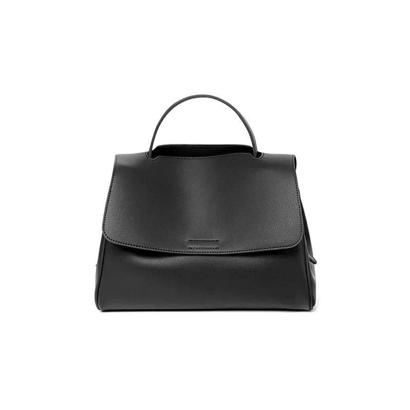 Structured Leather Crossbody Bag — Black