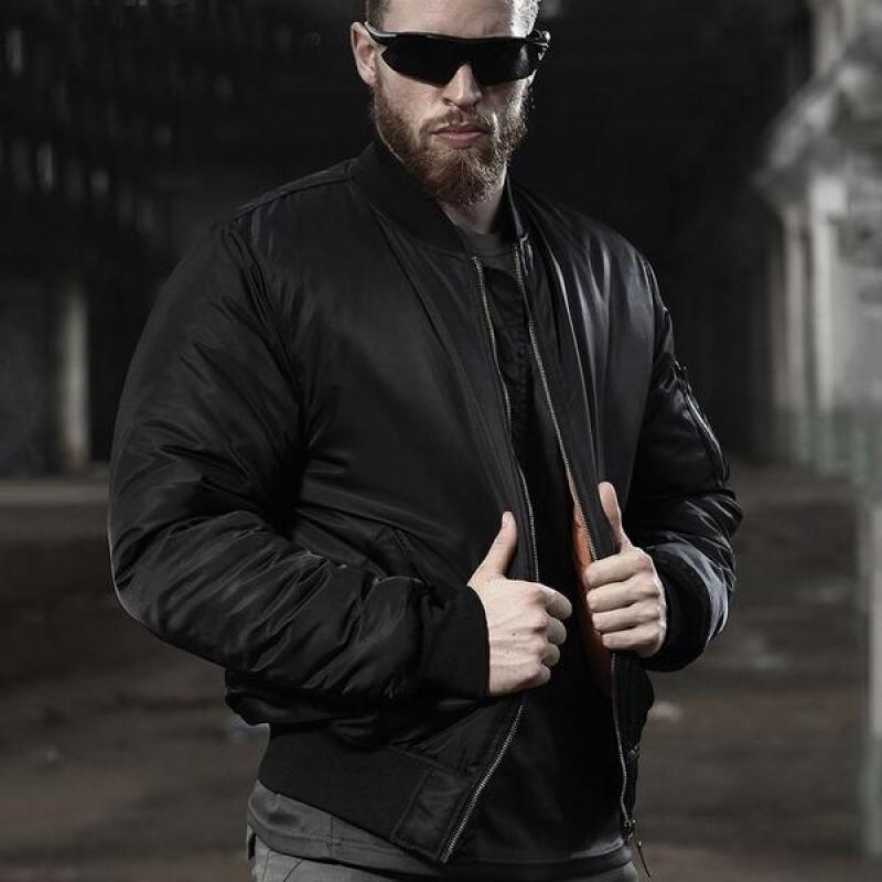 Black Zip Bomber Jacket — Black