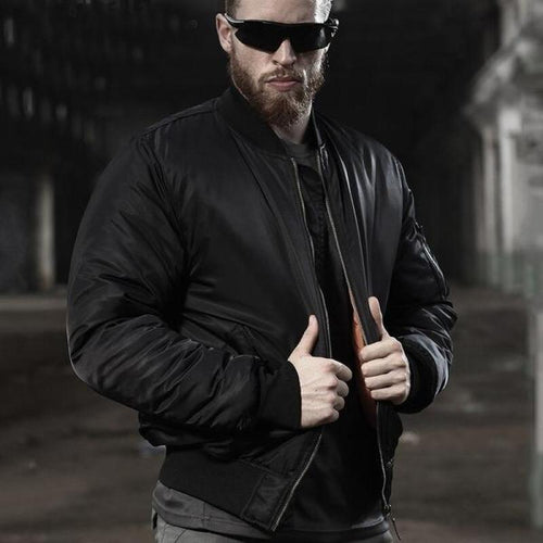 Black Zip Bomber Jacket — Black